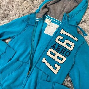 Vintage Aeropostale Teal zip up Hoodie jacket